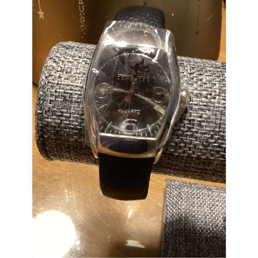 NWT Joan Rivers Classics “Only The Best” Black Leather Bangle Watch